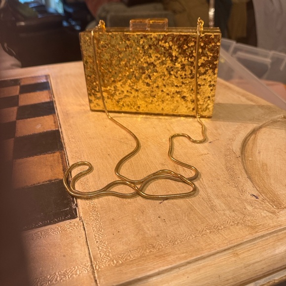 Shimmering Gold Lucite Bintage Clutch - Picture 1 of 4